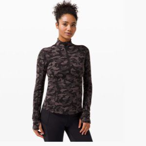 Lululemon Run Briskly 1/2 Zip Heritage Camo Jacquard Black Lunar Rock size 6